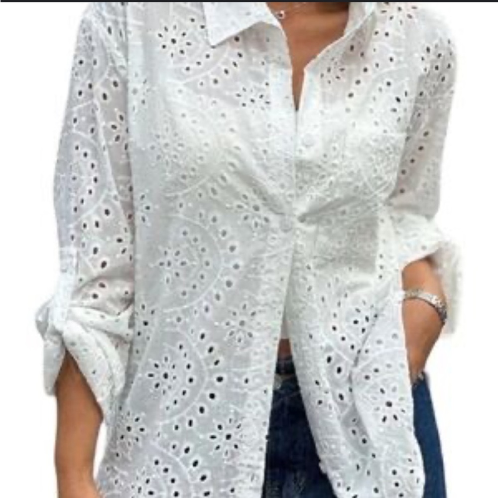 Adiva White Eyelet Blouse
